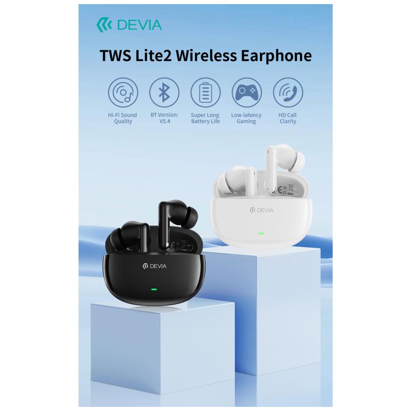 True Wireless Ακουστικά Bluetooth Devia EM420 Lite2  Λευκό