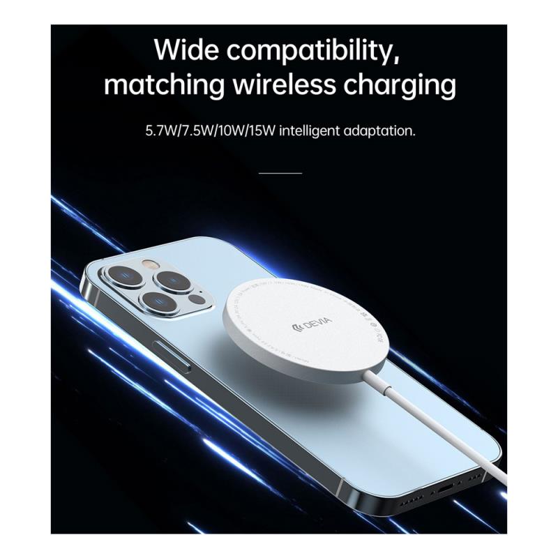 Ασύρματος Φορτιστής Devia EA239 15W για Smartphones Smart Ασημί