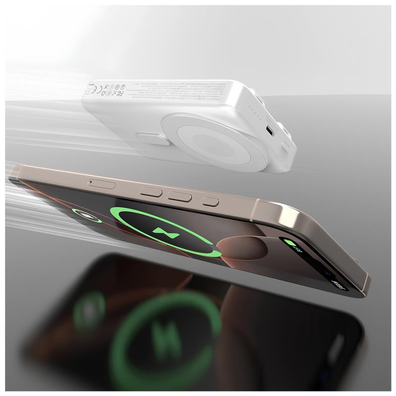 Φορτιστής Ανάγκης Dudao K29 20W 10000mAh PD QC Magnetic με 2 Ενσωματωμένα Καλώδια & Βάση Στήριξης Ασημί