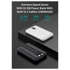 Φορτιστής Ανάγκης Devia EP202 22.5W 10000mAh Mini με 2 Ενσωματωμένα Καλώδια Extreme Speed Ασημί
