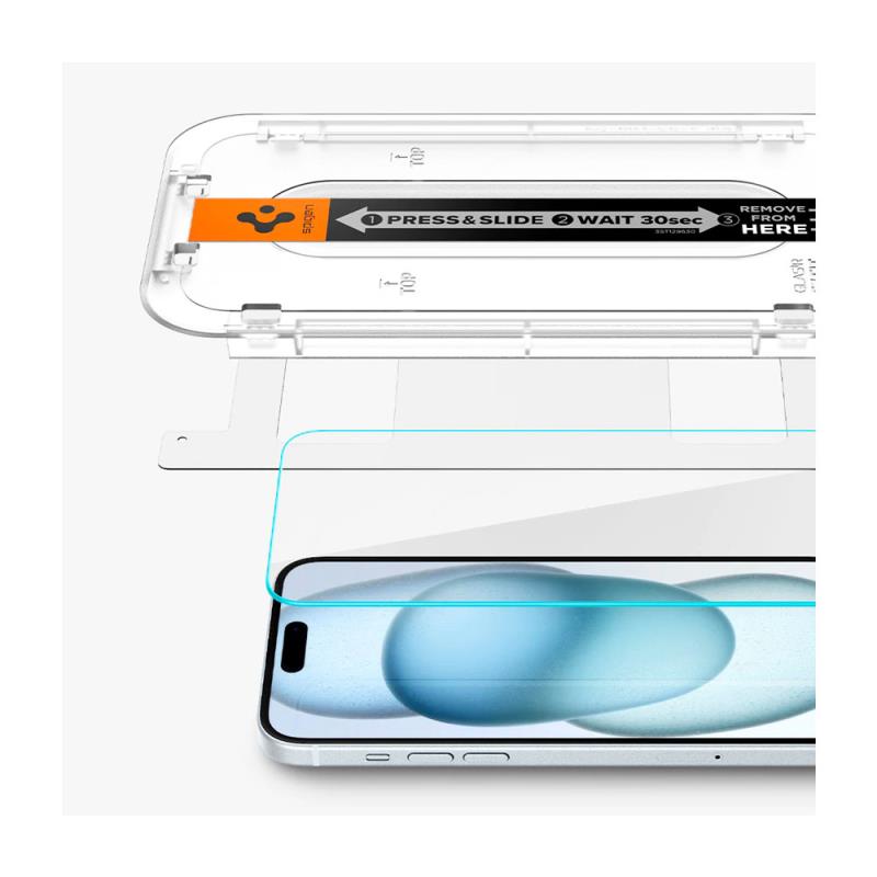 Tempered Glass Full Face Spigen Glas.tR EZ-FIT Apple iPhone 15 Pro (2 τεμ.)