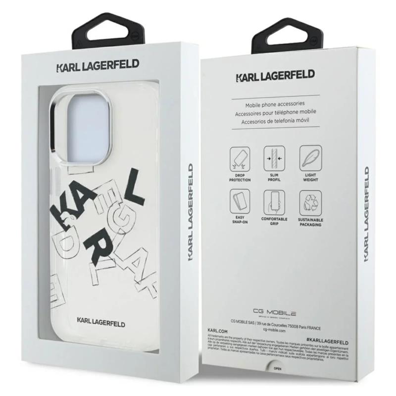 Θήκη TPU Karl Lagerfeld Apple iPhone 16 Pro Max IML Metal Sketched Graphic Logo Διάφανο