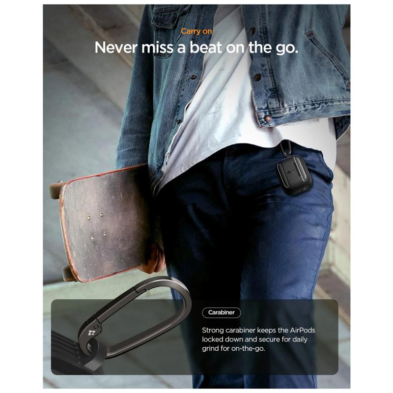 Θήκη Σιλικόνης Spigen Rugged Armor Apple AirPods Pro 3 με Γάντζο Μαύρο
