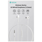 Hands Free Stereo A3 Devia EM108 3.5mm Kintone Λευκό