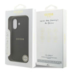 Θήκη PU Guess MagSafe Apple iPhone 17 Grained Gold Ring Μαύρο