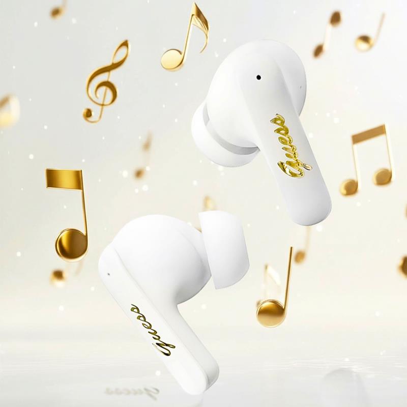True Wireless Ακουστικά Bluetooth Guess Script Metal Logo 4G Λευκό
