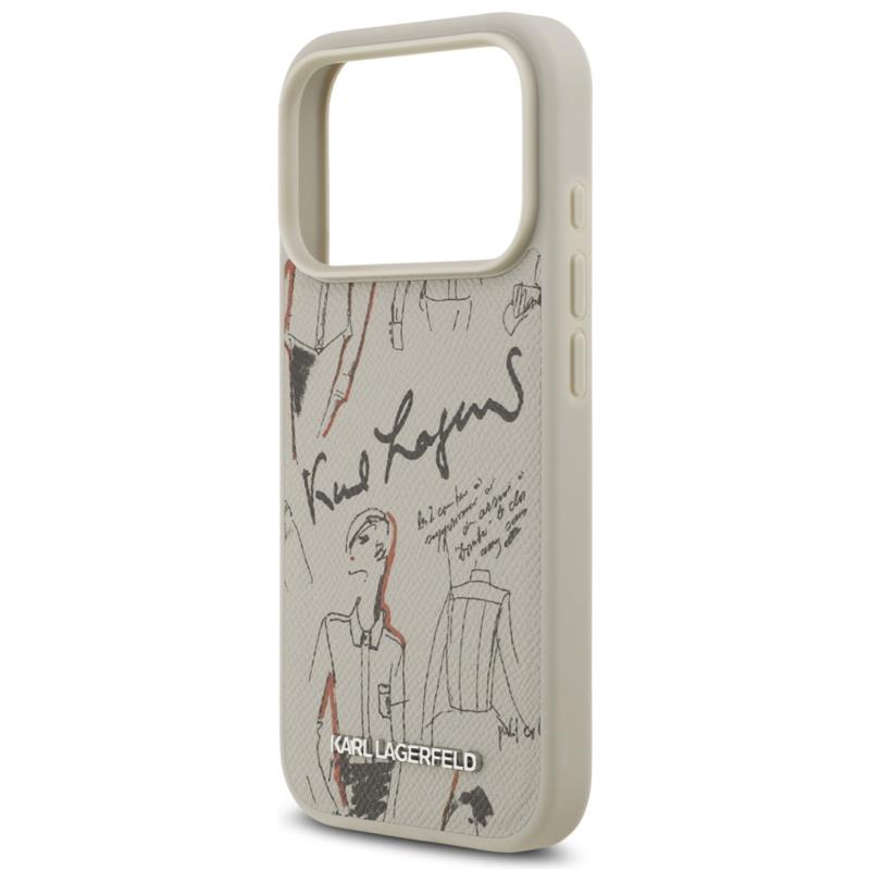 Θήκη TPU Karl Lagerfeld Apple iPhone 17 Pro Hardcase Grained Pattern Logo Γκρι