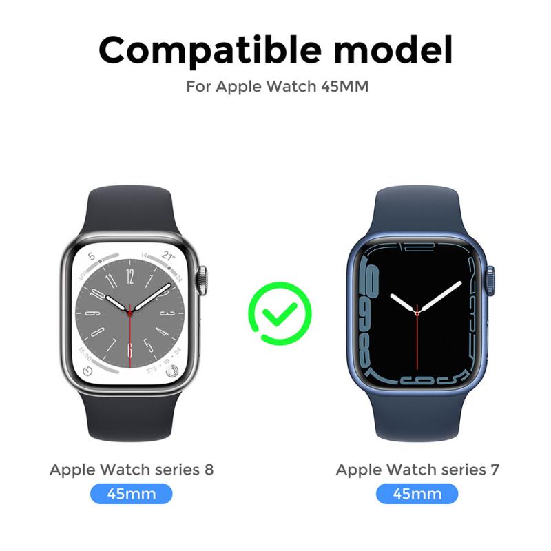 Θήκη PC με Tempered Glass Ahastyle WG115 Apple Watch 7/ 8/ 9 45mm Upgrade σε Ultra Μαύρο