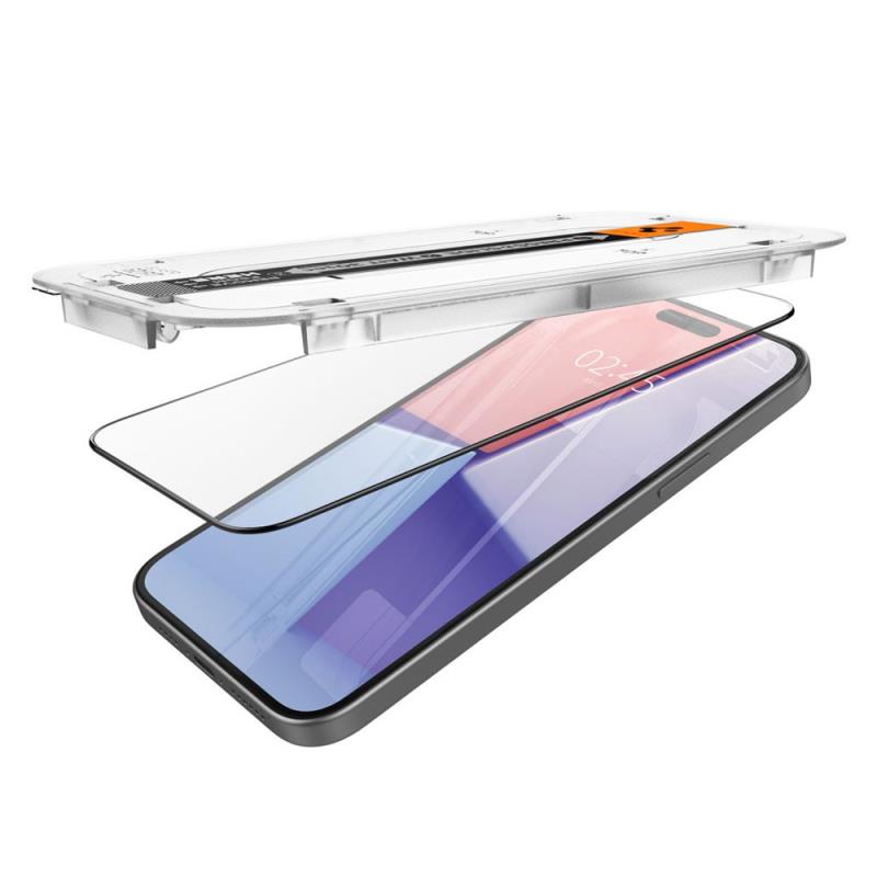 Tempered Glass Full Face Spigen Glas.tR EZ-FIT Apple iPhone 15 Pro Max Μαύρο