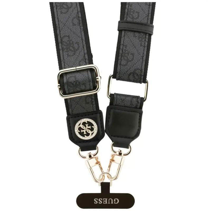 Universal Λουράκι Λαιμού Guess για Θήκες Κινητών CBDY PU Leather Strass Metal Logo 4G Μαύρο
