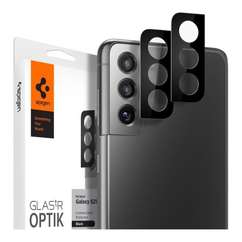 Tempered Glass Full Face Spigen Glas.tR Optik για Τζαμάκι Κάμερας Samsung G990 Galaxy S21 4G/ G991 Galaxy S21 5G Μαύρο (2 τεμ.)