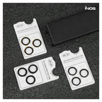 Tempered Glass Rings inos για Τζαμάκι Κάμερας Apple iPhone 17 Pro/ 17 Pro Max Μαύρο (1 σετ/3 τεμ.)