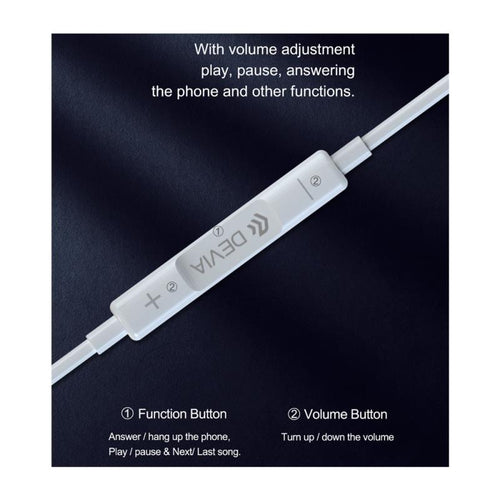 Hands Free Stereo Devia EM048 Earpods USB C με Χειριστήριο & Μικρόφωνο Smart Λευκό