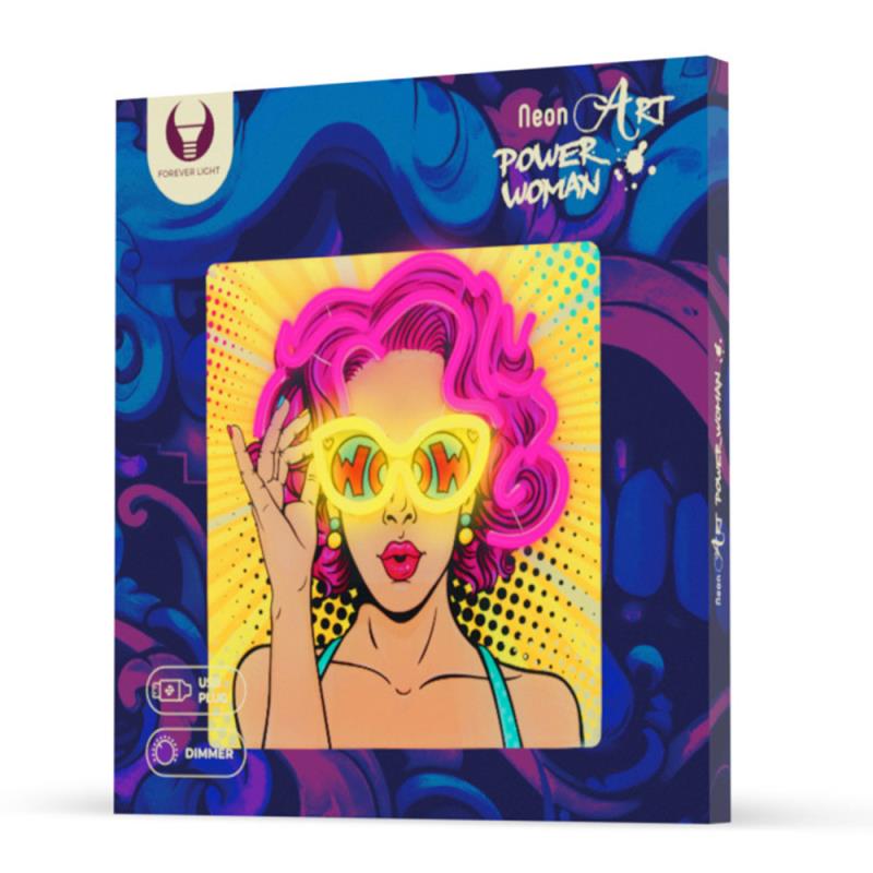 Neon ART LED Forever Light FLA02 POWER WOMAN (USB/Μπαταρίας & On/Off) Κίτρινο-Μωβ