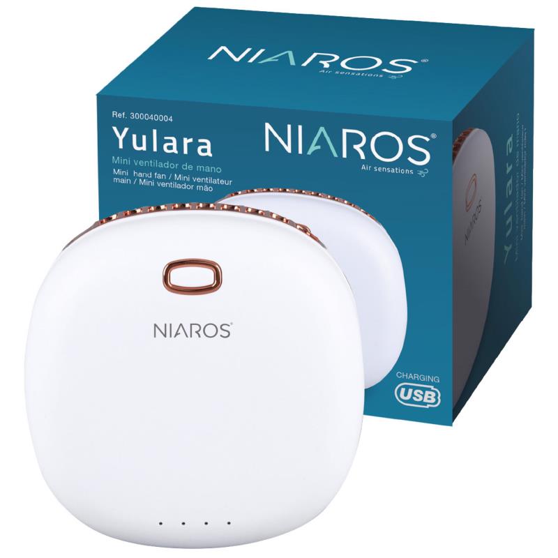 Ανεμιστήρας Επαναφορτιζόμενος Φορητός Niaros Yulara USB 3W 1200mAh Mini Λευκό