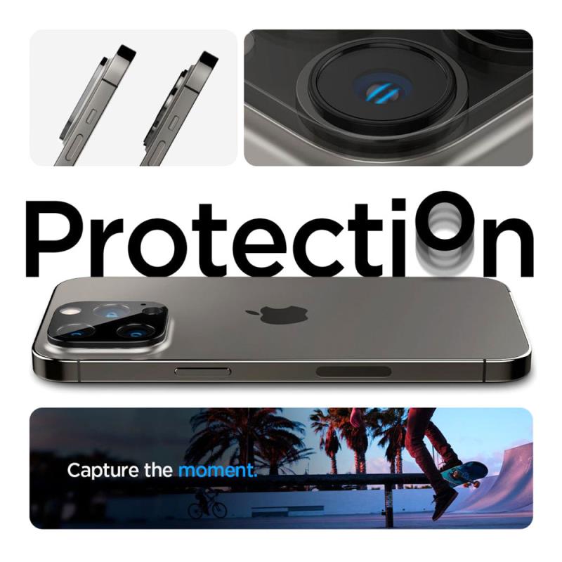Tempered Glass Full Face Spigen Glas.tR Optik για Τζαμάκι Κάμερας Apple iPhone 14 Pro/ 14 Pro Max/ 15 Pro/ 15 Pro Max/ 16 Pro/ 16 Pro Max/ 17 Pro/ 17 Pro Max Μαύρο (2 τεμ.)