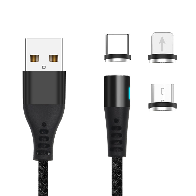 Καλώδιο Σύνδεσης USB 2.0 Maxlife MXUC-02 Magnetic Braided USB A σε Lightning & USB C & Micro USB 10W 1m Μαύρο