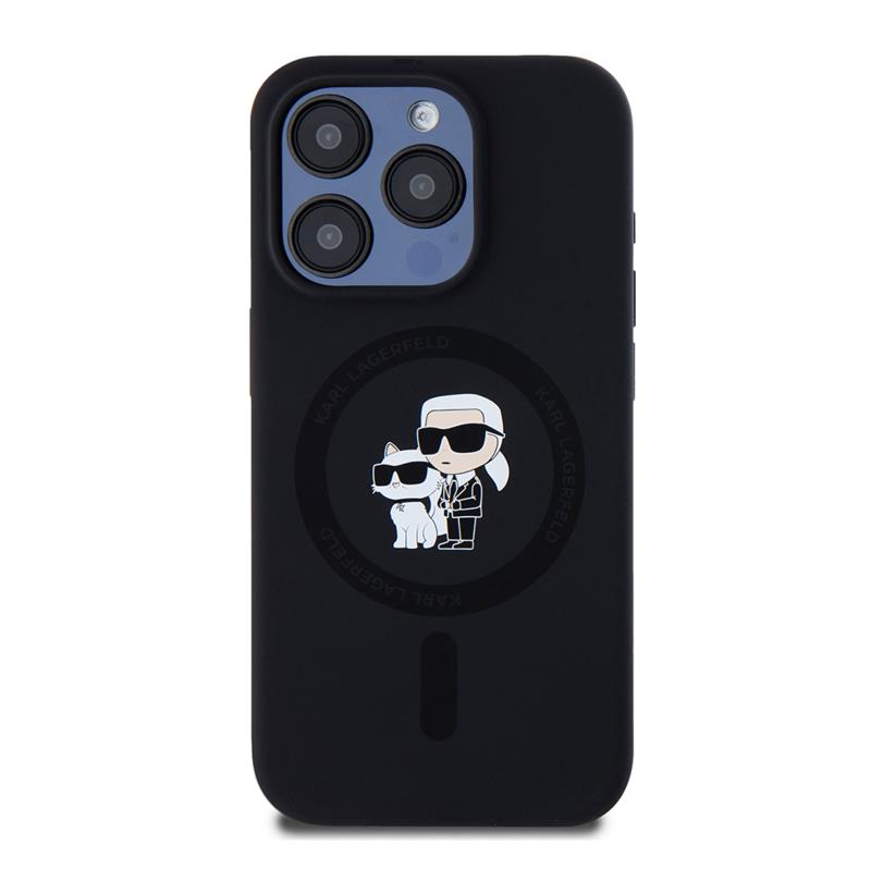 Θήκη Σιλικόνης Karl Lagerfeld Magsafe Apple iPhone 15 Pro Karl & Choupette Heads Μαύρο