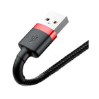 Καλώδιο Σύνδεσης USB 2.0 Baseus Cafule USB A σε Lightning 12W 2.4A 1m Μαύρο-Κόκκινο