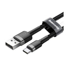 Καλώδιο Σύνδεσης USB 2.0 Baseus Cafule USB A σε USB C 3A 1m 480Mbps Μαύρο-Γκρι