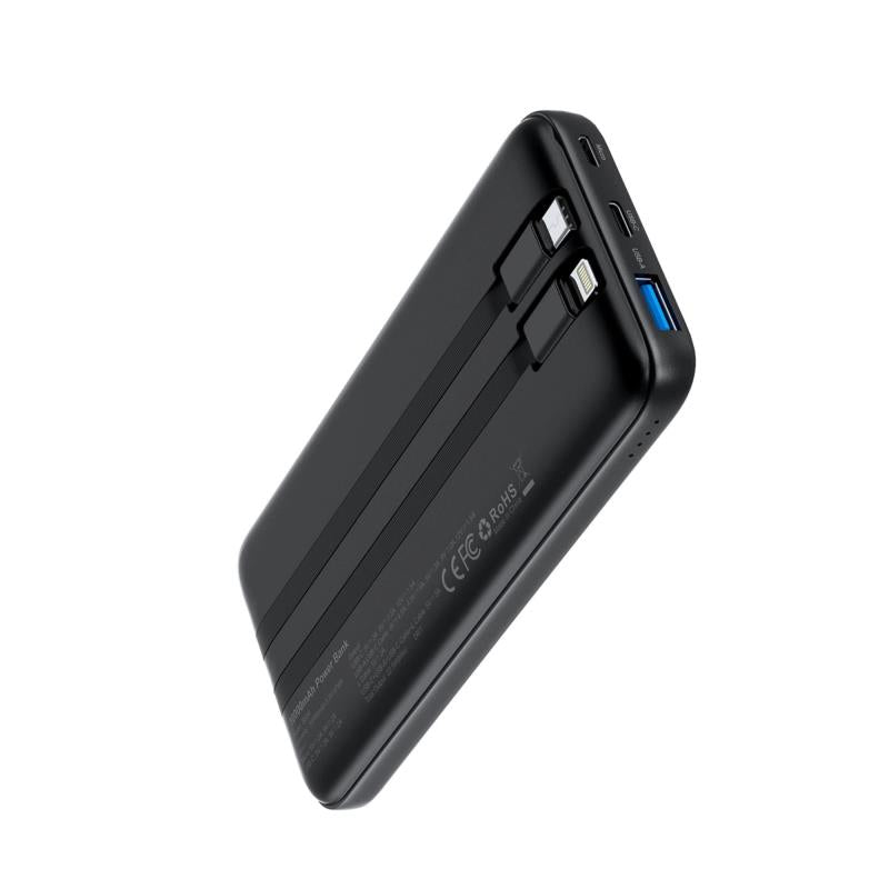 Φορτιστής Ανάγκης Choetech B654 22.5W 10000mAh PD με 2 Ενσωματωμένα Καλώδια Μαύρο