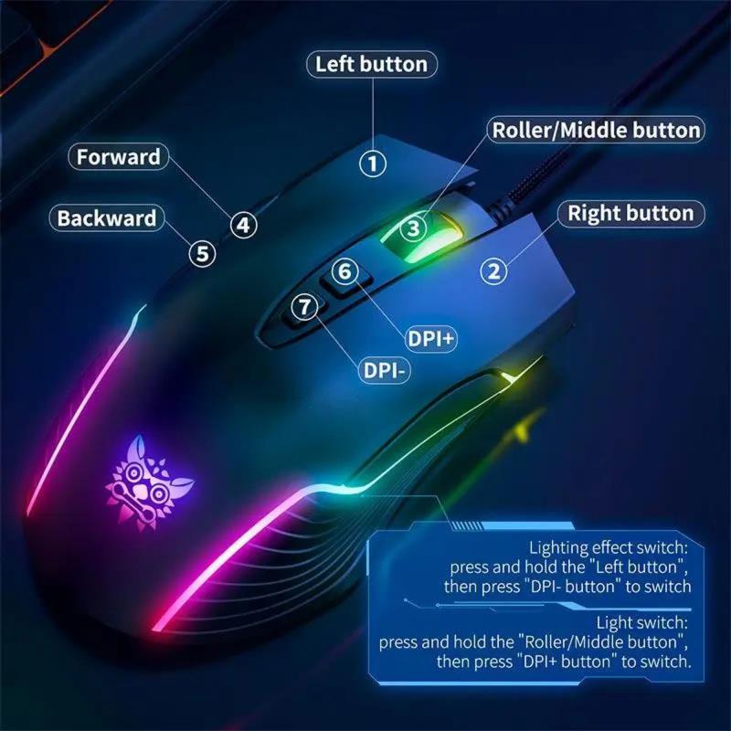 Ενσύρματο Ποντίκι Gaming Onikuma CW905 RGB Μαύρο