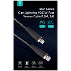 Καλώδιο Σύνδεσης USB 2.0 Woven Devia EC418 Braided USB C σε Lightning PD 27W 1.5m Star Λευκό