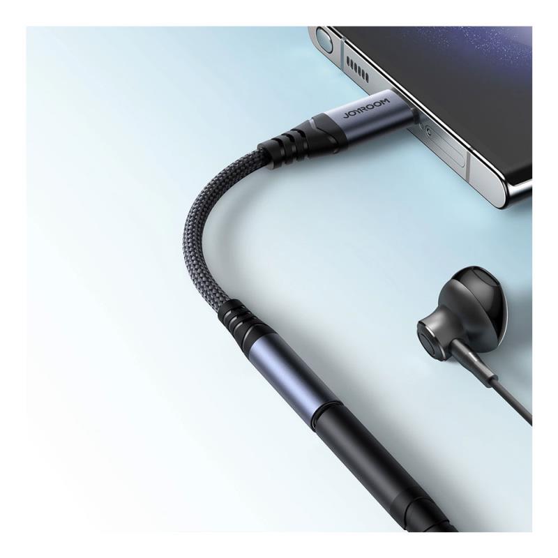 Αντάπτορας Joyroom Braided DAC SY-01 USB C Αρσενικό σε 3.5mm Θηλυκό Μαύρο