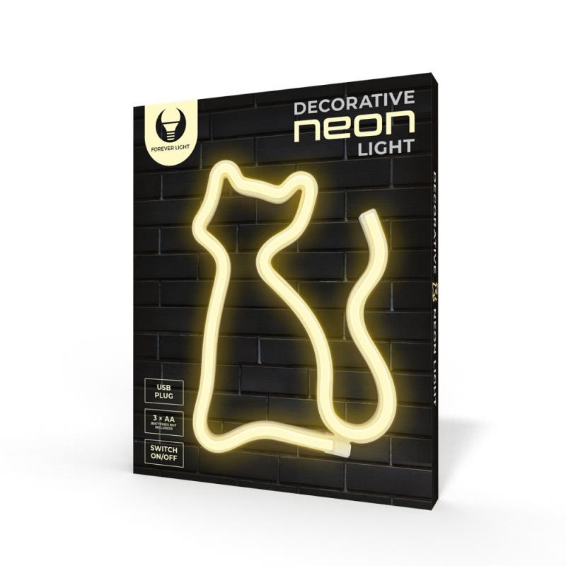 Neon LED Forever Light FLNEO3 CAT (USB/Μπαταρίας & On/Off) Θερμό Λευκό