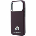 Θήκη PU Karl Lagerfeld Magsafe Apple iPhone 18 Pro Max/ 17 Pro Max Grained Leather Karl & Choupette Heads Μπορντώ