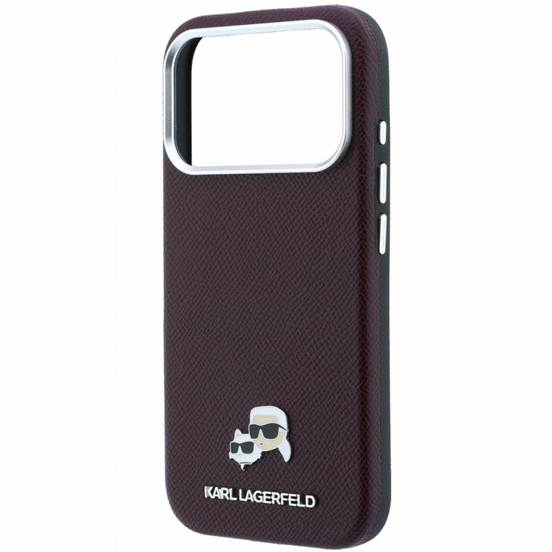 Θήκη PU Karl Lagerfeld Magsafe Apple iPhone 18 Pro Max/ 17 Pro Max Grained Leather Karl & Choupette Heads Μπορντώ