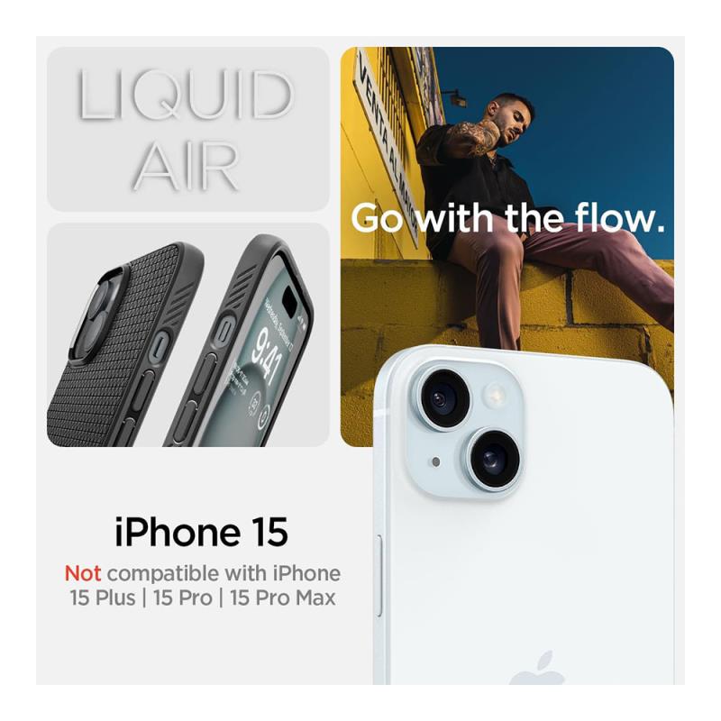 Θήκη Soft TPU Spigen Apple iPhone 15 Liquid Air Μαύρο