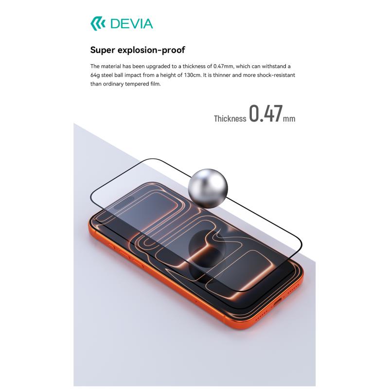 Tempered Glass Full Face Flex Devia Apple iPhone 17 Pro Max με Βοηθητικό Εργαλείο GRS Μαύρο (1 τεμ.)