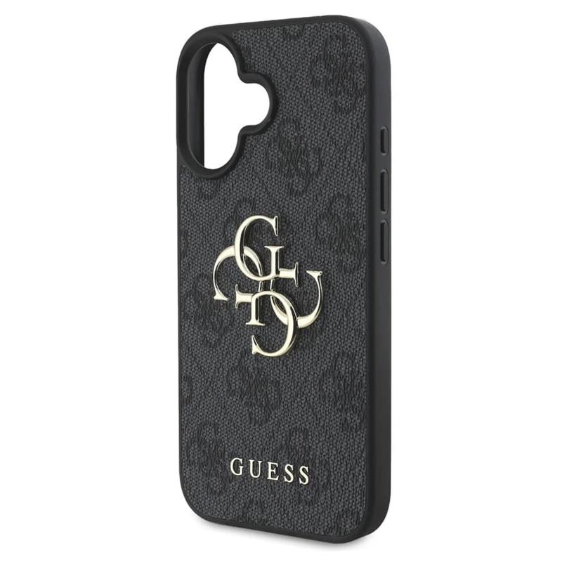 Θήκη PU Guess Apple iPhone 16 Hardcase Big Logo 4G Μαύρο