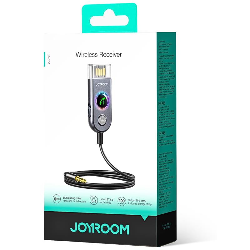Bluetooth Audio Receiver USB & AUX Joyroom JR-CB6 Car-B για Αυτοκίνητο & Άλλες Συσκευές Σκούρο Γκρι