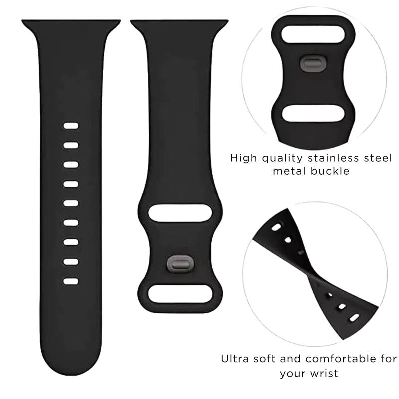 Λουράκι Σιλικόνης για Apple Watch 42/ 44/ 45/ 46/ 49mm Μαύρο (Ασυσκεύαστο)