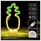 Neon LED Forever Light FSC-12 PINEAPPLE (USB/Μπαταρίας & On/Off) με Stand Κίτρινο-Πράσινο