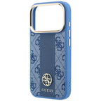 Θήκη TPU & PC Guess Apple iPhone 18 Pro/ 17 Pro MagSafe Leather Stripe Round Classic Logo Μπλε