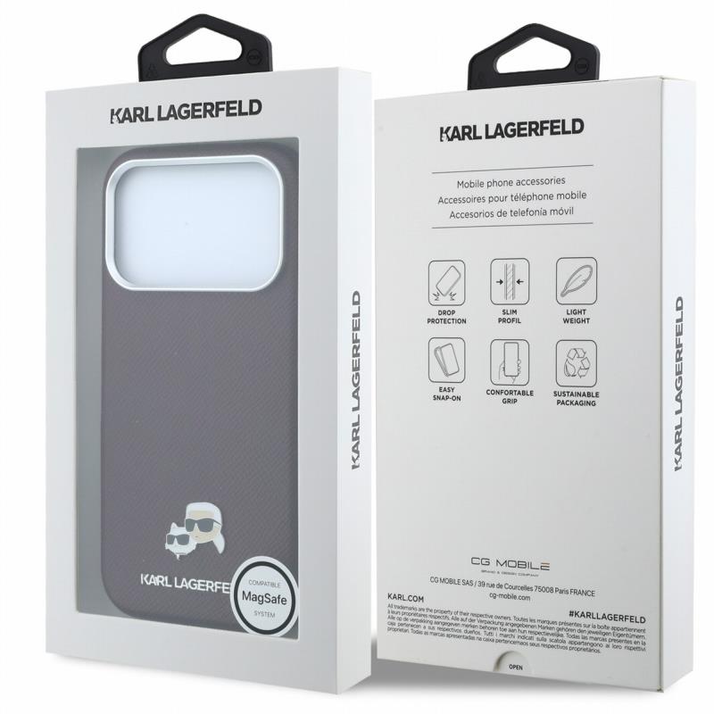 Θήκη PU Karl Lagerfeld Magsafe Apple iPhone 18 Pro/ 17 Pro Grained Leather Karl & Choupette Heads Μπορντώ