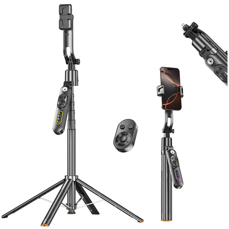 Ασύρματο Selfie Stick & Τρίποδο Blavec Q-01 με AI Face Tracking & Τηλεχειριστήριο για Smartphones Πλάτους 65mm έως 95mm Μαύρο