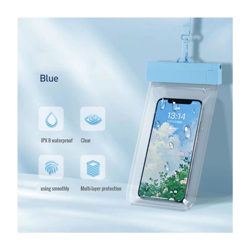 Waterproof Θήκη inos για Smartphones έως 6.9" Διάφανο-Γαλάζιο