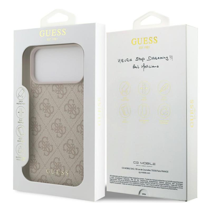 Θήκη PU Guess Apple iPhone 17 Pro Max Hardcase Classic 4G Ροζ