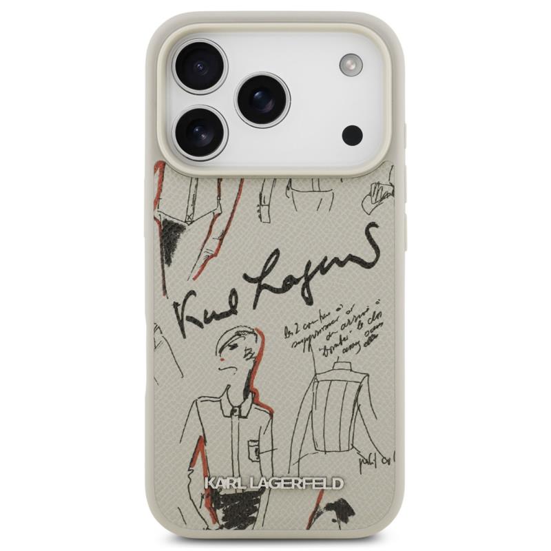 Θήκη TPU Karl Lagerfeld Apple iPhone 17 Pro Hardcase Grained Pattern Logo Γκρι