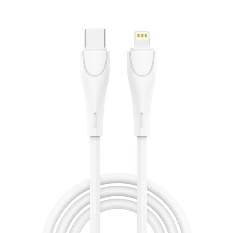 Φορτιστής Ταξιδίου Ταχείας Φόρτισης inos με Έξοδο USB C PD QC 3.0 20W & Lightning Καλώδιο 1m Λευκό