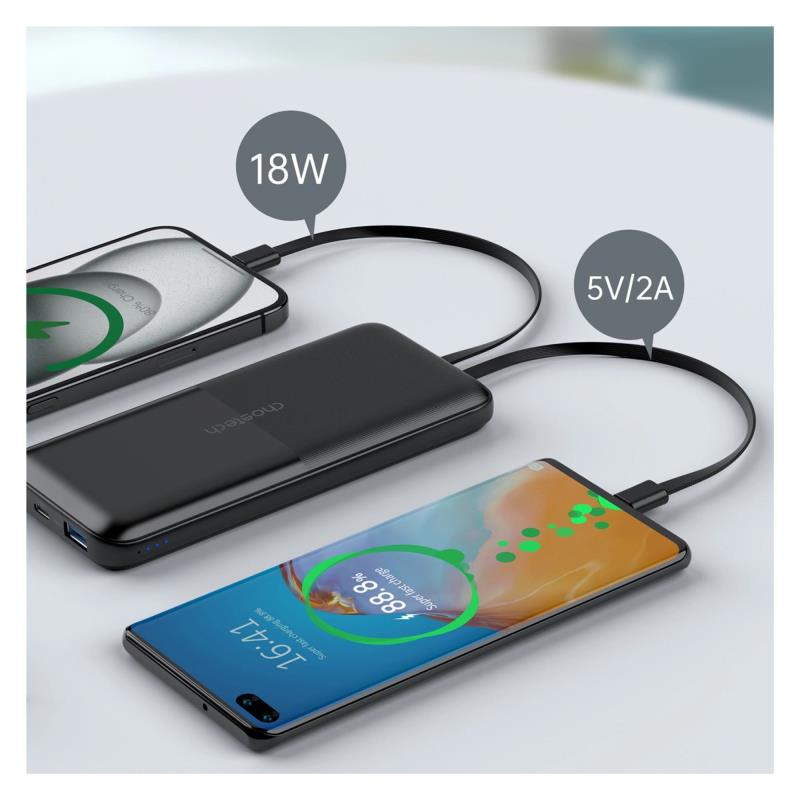 Φορτιστής Ανάγκης Choetech B654 22.5W 10000mAh PD με 2 Ενσωματωμένα Καλώδια Μαύρο