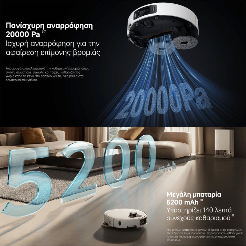 Ρομποτική Σκούπα - Σφουγγαρίστρα Xiaomi Robot 5 5200mAh Λευκό