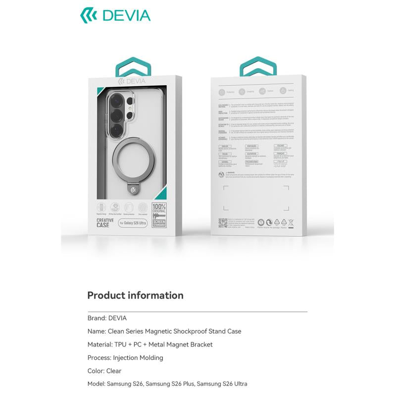 Θήκη TPU & PC Devia Samsung Galaxy S26 Ultra 5G Magnetic Shock Proof με Stand Clean Διάφανο