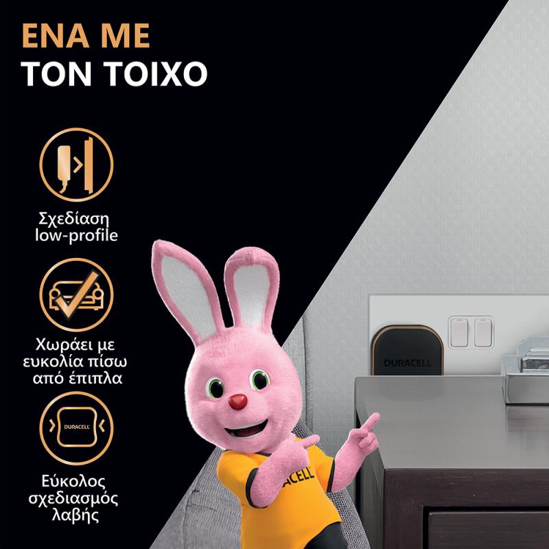 Φορτιστής Ταξιδίου Duracell με Έξοδο USB C PD 20W Μαύρο