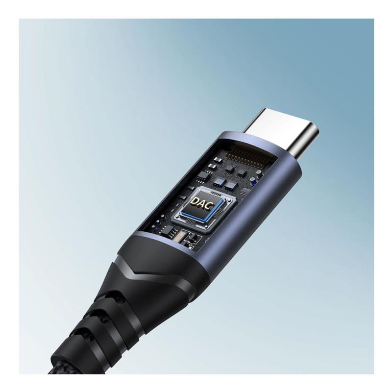 Αντάπτορας Joyroom Braided DAC SY-01 USB C Αρσενικό σε 3.5mm Θηλυκό Μαύρο