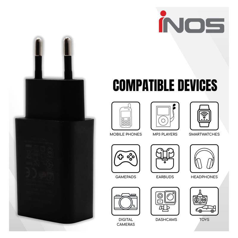Φορτιστής Ταξιδίου με Έξοδο USB A 5W Μαύρο (Ασυσκεύαστο)
